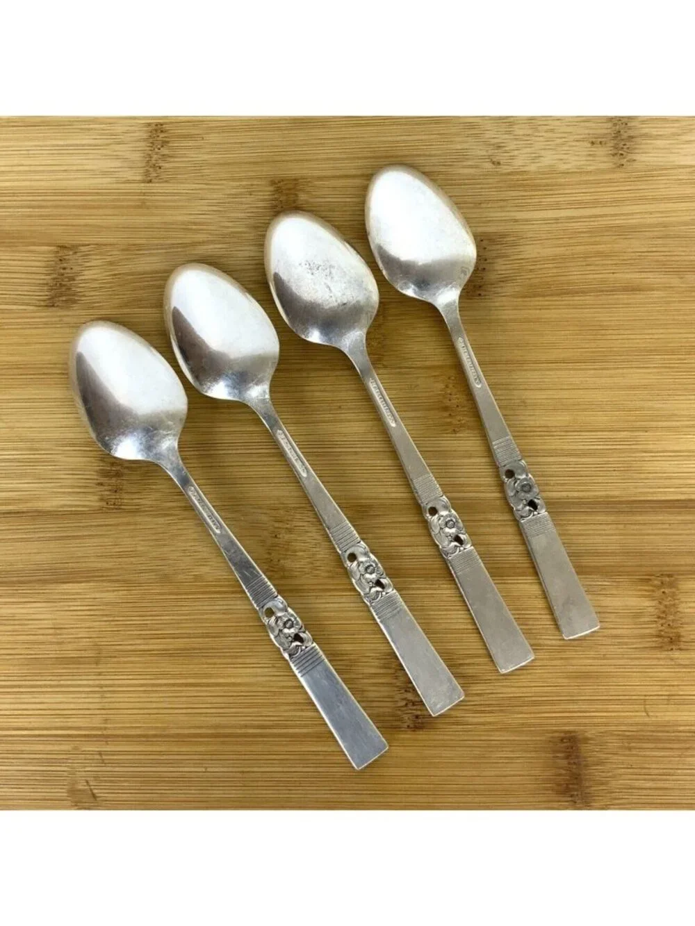 Vintage Oneida Community Morning Star 1948 Silverplate Teaspoons Set Of 4
